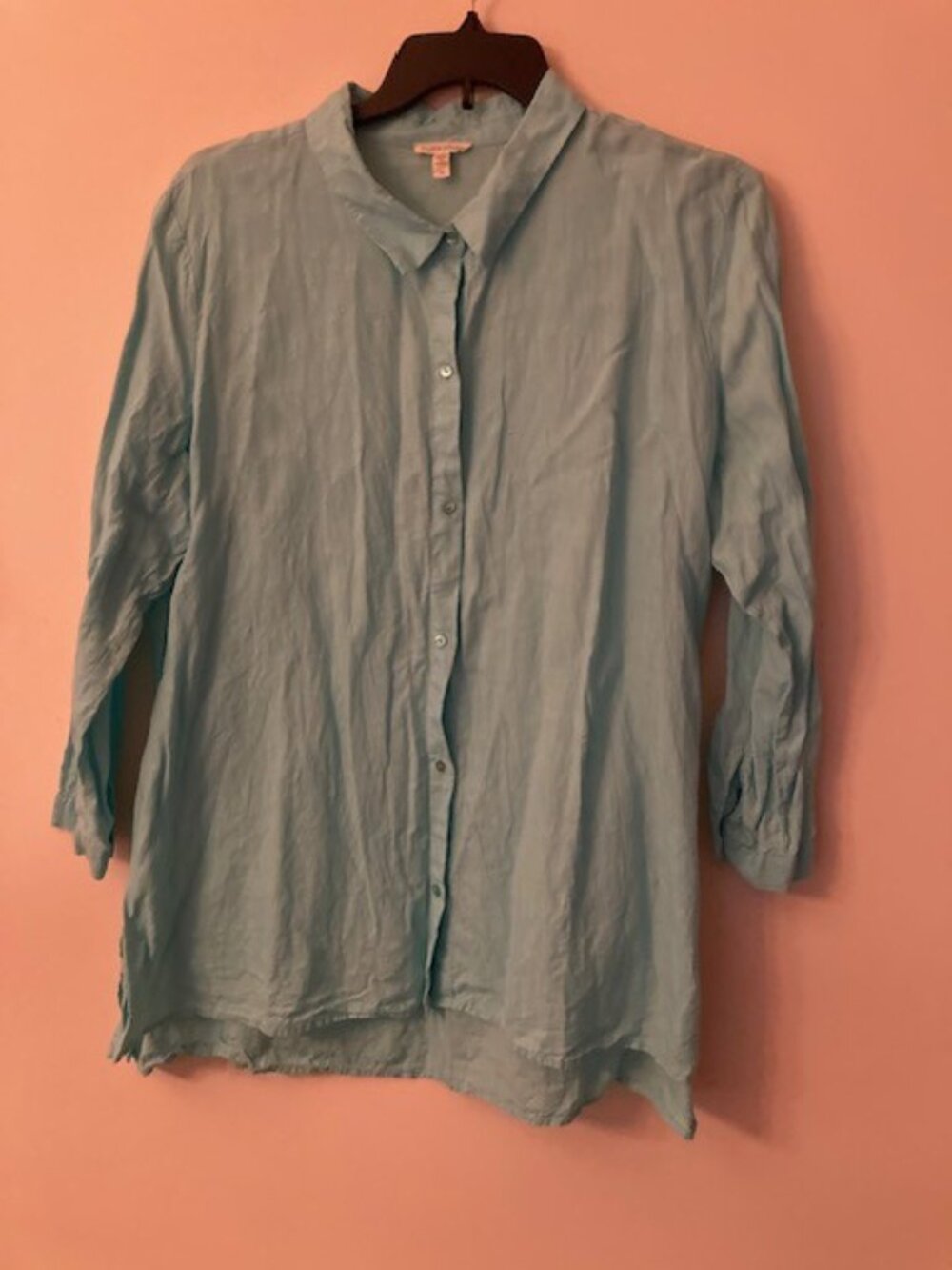 Eileen Fisher Long Sleeve Light Green Linen Blouse Size 1X